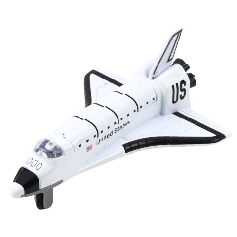 LEAN Toys Statek Kosmiczny Metalowy Napęd Pull-Back Otwierany Biały