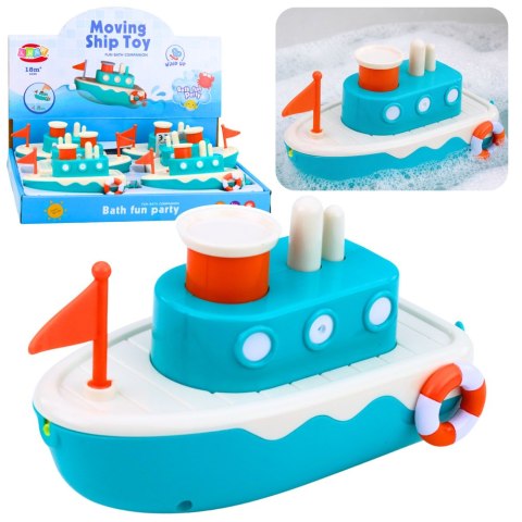 LEAN Toys Zabawka Do Kąpieli Statek Nakręcany Pryskający Wodą Niebieski