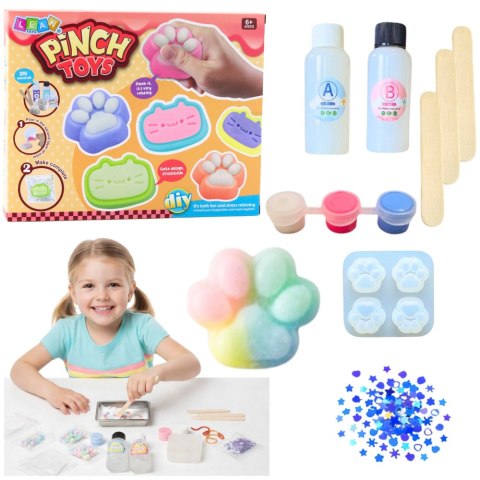 LEAN Toys Zestaw Kreatywny DIY Do Tworzenia Gniotków Gniotek Kocia Łapka 44 el.