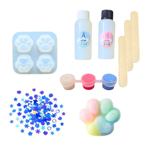 LEAN Toys Zestaw Kreatywny DIY Do Tworzenia Gniotków Gniotek Kocia Łapka 44 el.