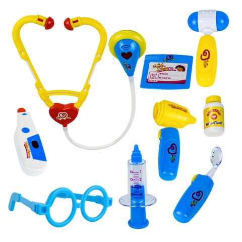 LEAN Toys Zestaw Małego Doktora W Walizce Akcesoria Medyczne Światła 9 el.
