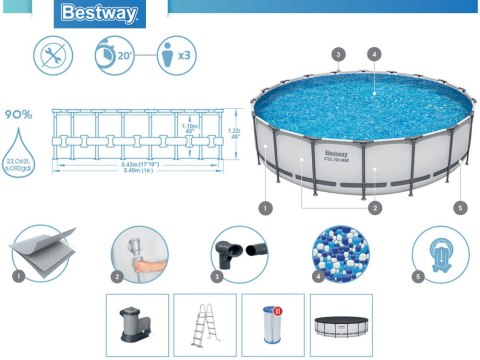 Bestway Bestway Basen STELAŻOWY 549x122cm 11w1 56462