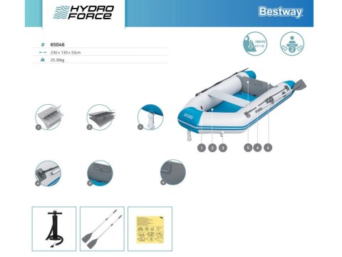 Bestway Bestway Dmuchany ponton CASPIAN 230x130x33cm - zestaw wiosła + pompka 65046