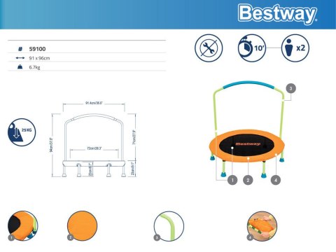 Bestway Bestway Trampolina Wonderjump z uchwytem wewnątrz/zewnątrz 91x 96cm 59100