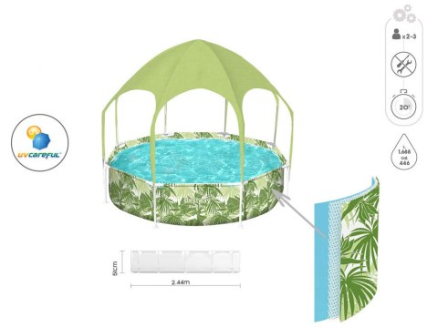 Bestway Bestway basen stelażowy z daszkiem 244x51 cm 56432