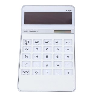 LEAN Kalkulator Biurowy Klasyczny 10D Wyświetlacz 10-Cyfrowy Solar Biały