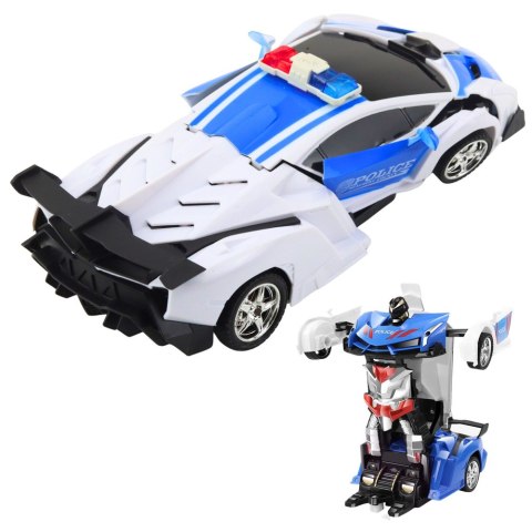 LEAN Toys Auto Robot 2W1 Policja Radiowóz Policyjny Zdalnie Sterowany RC 1:18