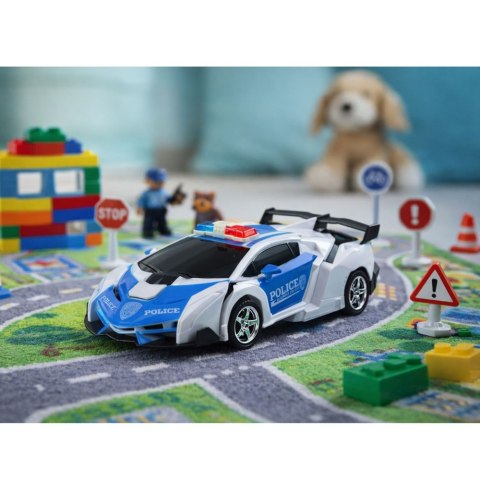 LEAN Toys Auto Robot 2W1 Policja Radiowóz Policyjny Zdalnie Sterowany RC 1:18