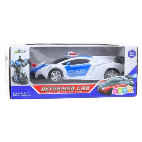LEAN Toys Auto Robot 2W1 Policja Radiowóz Policyjny Zdalnie Sterowany RC 1:18