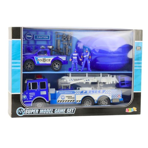 LEAN Toys Duży Zestaw Policyjny Wóz Figurki Kask Dla Dziecka Niebieski