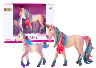 LEAN Toys Figurki Kolekcjonerskie Jednorożec z Małym Fioletowy 2 El