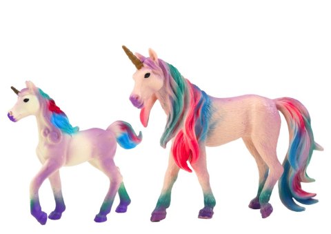 LEAN Toys Figurki Kolekcjonerskie Jednorożec z Małym Fioletowy 2 El