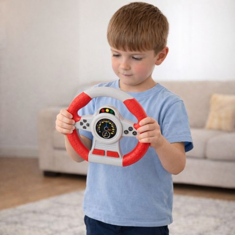 LEAN Toys Kierownica Interaktywna Symulator Jazdy Światła Dźwięki Czerwona