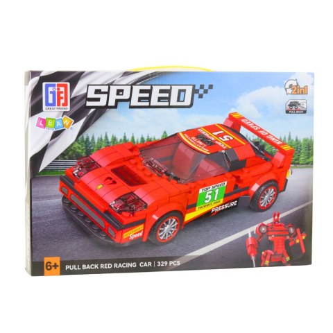LEAN Toys Klocki Konstrukcyjne Auto Robot 2w1 Czerwony Napęd 329 el.