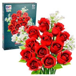 LEAN Toys Klocki Konstrukcyjne Bukiet Kwiatów Czerwone Róże Gipsówka 952 el.
