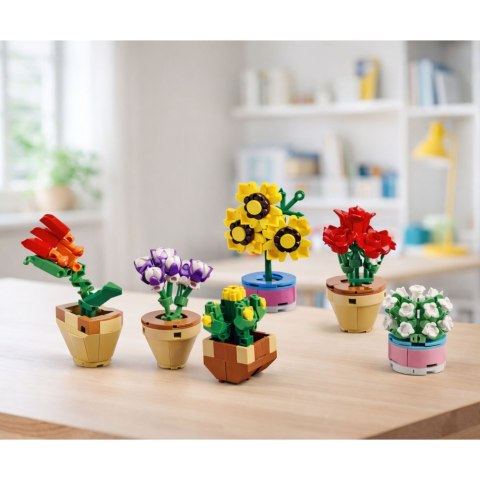 LEAN Toys Klocki Konstrukcyjne Kwiaty Roślinki w Doniczkach 6 Sztuk 256 el.