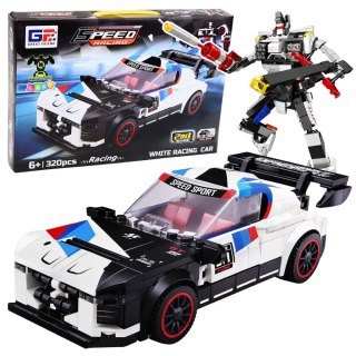 LEAN Toys Klocki Konstrukcyjne Samochód Sportowy Robot 2W1 Biały 320 el.