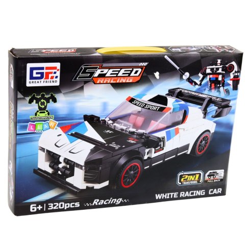 LEAN Toys Klocki Konstrukcyjne Samochód Sportowy Robot 2W1 Biały 320 el.