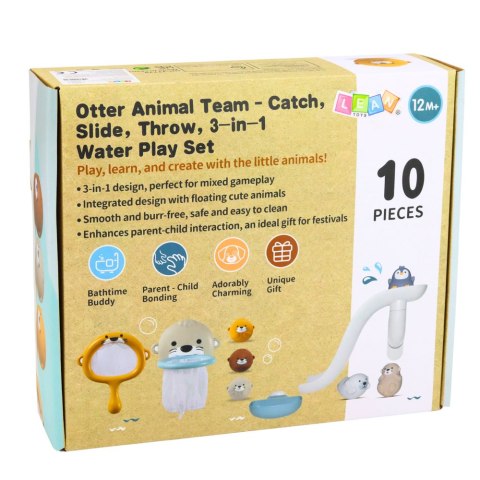 LEAN Toys Zabawki Do Kąpieli Wydra Zwierzątka Zjeżdżalnia Kosz Sitko 10 el.