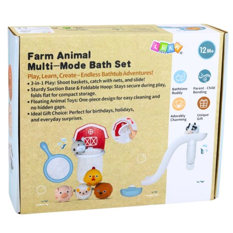 LEAN Toys Zabawki Do Kąpieli Zwierzęta Domowe Farma Zjeżdżalnia Kosz Sitko 10 el.