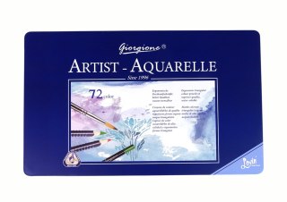 LEAN Zestaw 72 Kredek Akwarelowych Metalowy Pojemnik