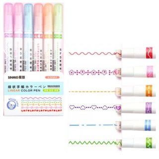 LEAN Zestaw Pisaków Wzorki Szlaczki Ozdobne Kolorowe 6 Szt