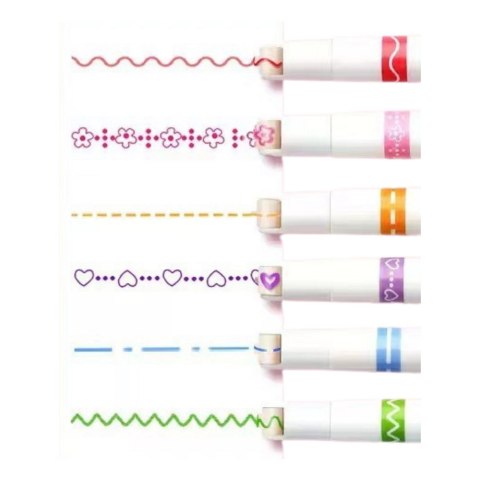 LEAN Zestaw Pisaków Wzorki Szlaczki Ozdobne Kolorowe 6 Szt