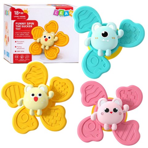 Marka niezdefiniowana Zestaw Fidget Spinnery Grzechotki Wirujące Przyssawki Kolorowe 3 szt.
