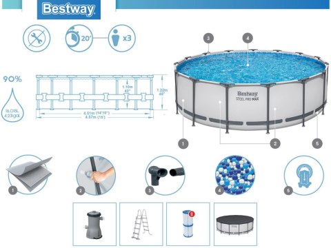 Bestway Bestway Basen STELAŻOWY 457x122cm 11w1 56438