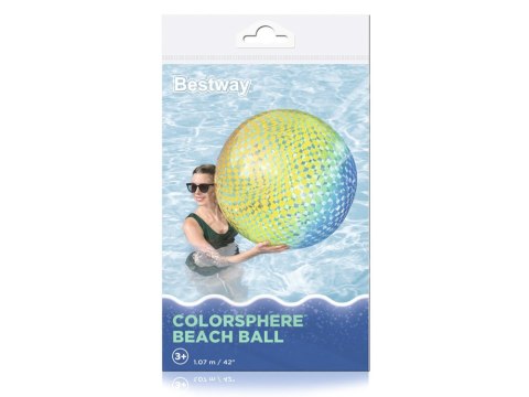 Bestway Bestway Dmuchana piłka plażowa KOLOROWE KWADRACIKI - duża 107cm 31152