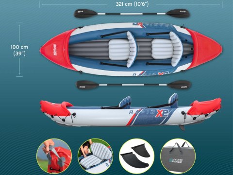 Bestway Bestway Dmuchany kajak 2-osobowy LITE-RAPID X2 + wiosła max 160kg 65077