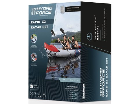 Bestway Bestway Dmuchany kajak 2-osobowy LITE-RAPID X2 + wiosła max 160kg 65077