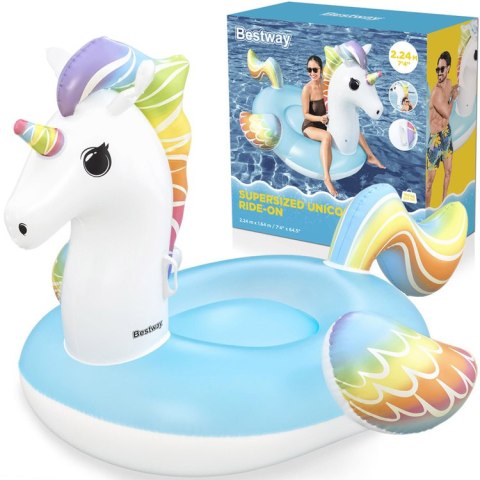 Bestway Bestway Dmuchany materac do pływania z uchwytami JEDNOROŻEC 224x164cm 41113