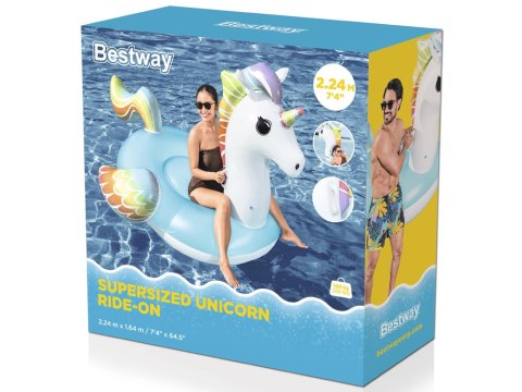 Bestway Bestway Dmuchany materac do pływania z uchwytami JEDNOROŻEC 224x164cm 41113