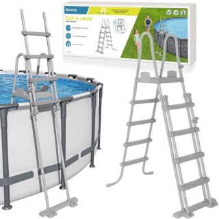 Bestway Bestway Drabinka do basenu 132cm - bezpieczna antypoślizgowa metalowa 58332