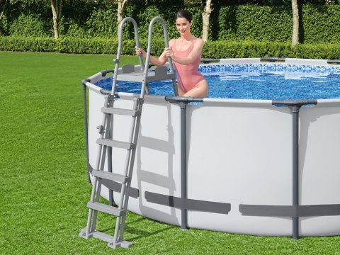 Bestway Bestway Drabinka do basenu 132cm - bezpieczna antypoślizgowa metalowa 58332