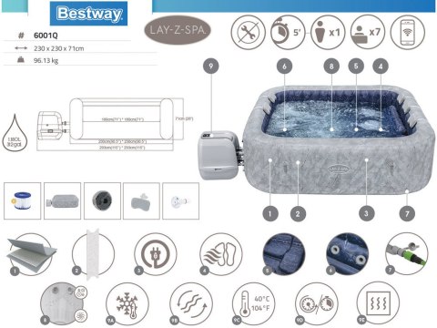 Bestway Bestway Lay-Z-Spa San Francisco Pro 7 Wi-Fi aplikacja LED 5-7osob 6001Q