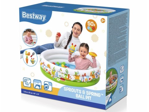 Bestway Bestway Suchy basen z kulkami KWIATOWY 102x25cm + 50 piłek i zabawki 52466