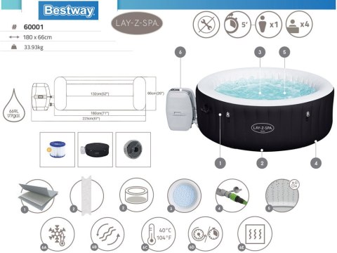 Bestway Bestway jacuzzi Lay-Z-Spa MIAMI 4os 180x66cm 60001