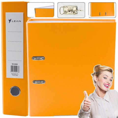LEAN Segregator Na Dokumenty A4/75mm Okucie Mechanizm Dźwigniowy Żółty
