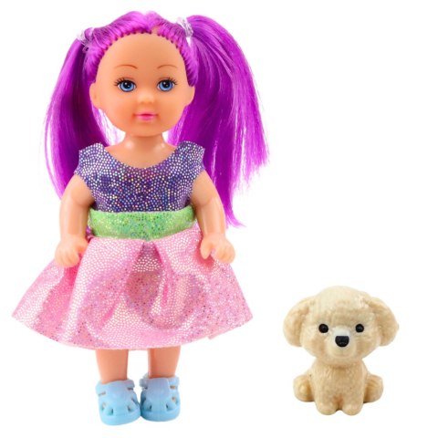 LEAN TOYS Zestaw Mini Laleczka W Sukience Piesek Lalka Pupil Mix 12cm