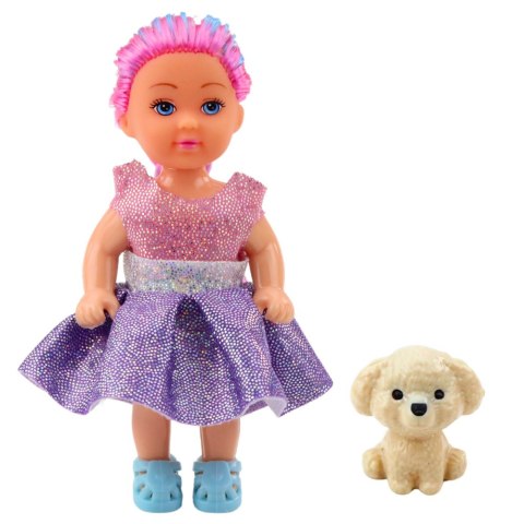 LEAN TOYS Zestaw Mini Laleczka W Sukience Piesek Lalka Pupil Mix 12cm