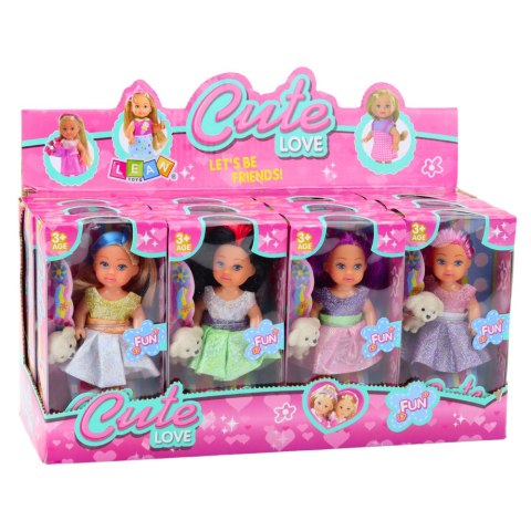 LEAN TOYS Zestaw Mini Laleczka W Sukience Piesek Lalka Pupil Mix 12cm
