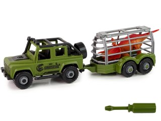 LEAN Toys Auto Terenowe Transporter Do Rozkręcania DIY Zielony Dinozaur