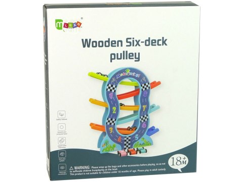LEAN Toys Drewniana Zjeżdżalnia 6 Poziomów Autka Liczby