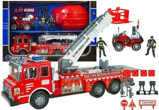 LEAN Toys Duży Zestaw Straż Pożarna Wóz Strażacki Figurki Quad Kask Dla Dziecka