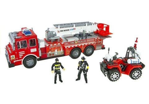 LEAN Toys Duży Zestaw Straż Pożarna Wóz Strażacki Figurki Quad Kask Dla Dziecka