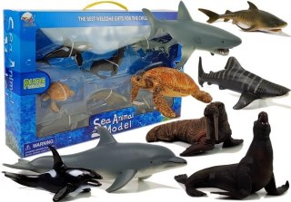 LEAN Toys Figurki Edukacyjne Morskie Zwierzęta 8 Elementów Rekiny Foka Delfin Mors Żółw