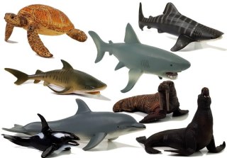 LEAN Toys Figurki Edukacyjne Morskie Zwierzęta 8 Elementów Rekiny Foka Delfin Mors Żółw