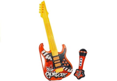 LEAN Toys Gitara Elektryczna Mikrofon Struny Czerwona